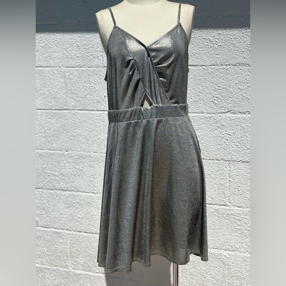 Xhilaration Silver Ruched Cocktail Sundress
